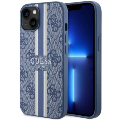 Dėklas Guess 4G Printed Stripes MagSafe GUHMP14MP4RPSB iPhone 14 Plus Mėlynas