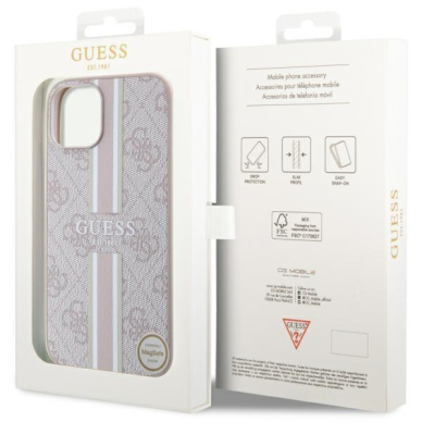 Dėklas Guess 4G Printed Stripes MagSafe GUHMP14MP4RPSP iPhone 14 Plus Rožinis 7