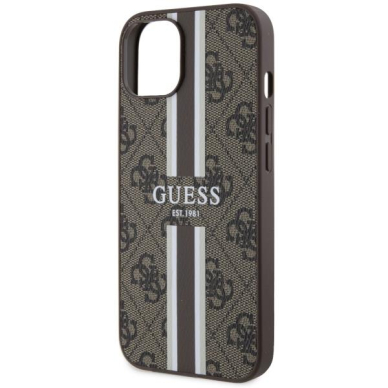 Dėklas Guess 4G Printed Stripes MagSafe GUHMP14MP4RPSW iPhone 14 Plus Rudas 5