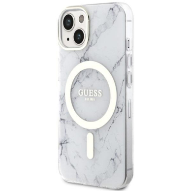 Dėklas Guess Marble MagSafe GUHMP14MPCUMAH iPhone 14 Plus Baltas 1