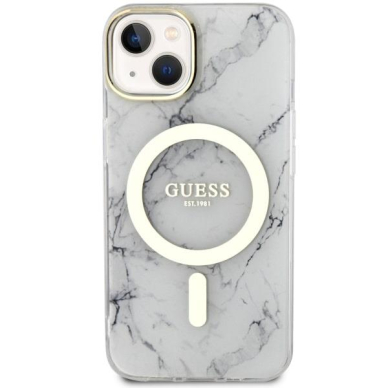 Dėklas Guess Marble MagSafe GUHMP14MPCUMAH iPhone 14 Plus Baltas 2