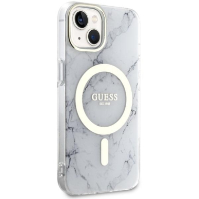 Dėklas Guess Marble MagSafe GUHMP14MPCUMAH iPhone 14 Plus Baltas 3