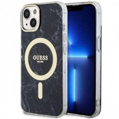 Dėklas Guess Marble MagSafe GUHMP14MPCUMAK iPhone 14 Plus Juodas