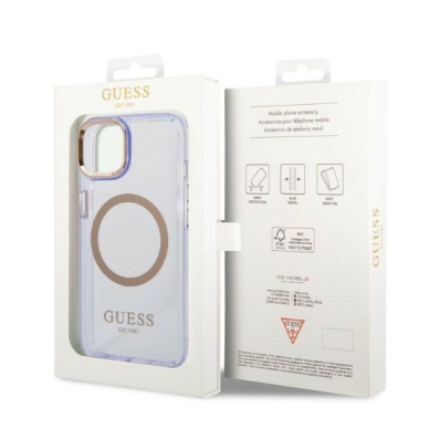 Dėklas Guess Gold Outline Translucent MagSafe GUHMP14SHTCMU iPhone 14 Purpurinis 7