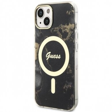 Dėklas Guess Golden Marble MagSafe GUHMP14SHTMRSK iPhone 14 Juodas 1