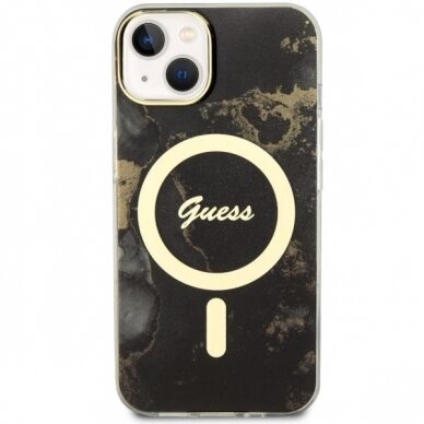 Dėklas Guess Golden Marble MagSafe GUHMP14SHTMRSK iPhone 14 Juodas 2