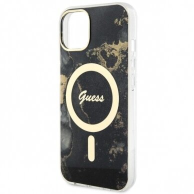 Dėklas Guess Golden Marble MagSafe GUHMP14SHTMRSK iPhone 14 Juodas 5