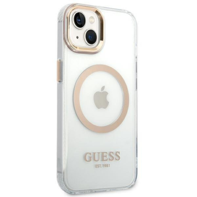 Dėklas Guess Metal Outline Magsafe GUHMP14SHTRMD iPhone 14 Auksinis 3