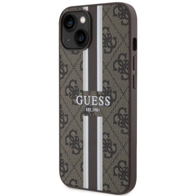 Dėklas Guess 4G Printed Stripes MagSafe GUHMP14SP4RPSW iPhone 14 Rudas 1