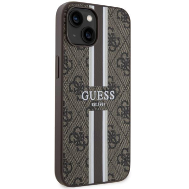 Dėklas Guess 4G Printed Stripes MagSafe GUHMP14SP4RPSW iPhone 14 Rudas 3