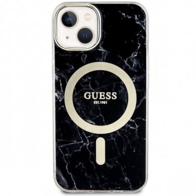 Dėklas Guess Marble MagSafe GUHMP14SPCUMAK iPhone 14 Juodas 2