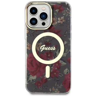 Dėklas Guess Flower MagSafe GUHMP14XHCFWSA iPhone 14 Pro Max Žalias 2