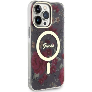 Dėklas Guess Flower MagSafe GUHMP14XHCFWSA iPhone 14 Pro Max Žalias 3