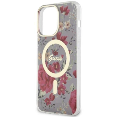 Dėklas Guess Flower MagSafe GUHMP14XHCFWSA iPhone 14 Pro Max Žalias 5