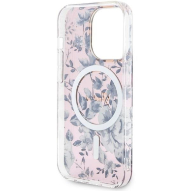 Dėklas Guess Flower MagSafe GUHMP14XHCFWSP iPhone 14 Pro Max Rožinis 6