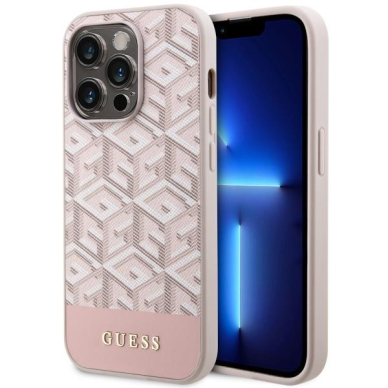 Dėklas Guess GCube Stripes MagSafe GUHMP14XHGCFSEP iPhone 14 Pro Max Rožinis