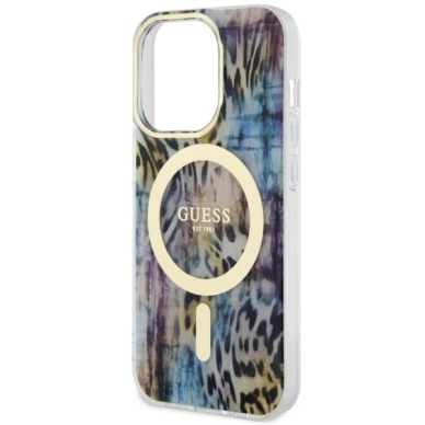 Dėklas Guess Leopard MagSafe GUHMP14XHLEOPWB iPhone 14 Pro Max Mėlynas 5