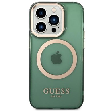 Dėklas Guess Gold Outline Translucent MagSafe GUHMP14XHTCMA iPhone 14 Pro Max Žalias 2