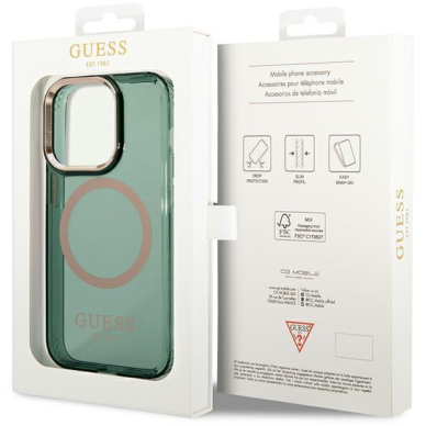 Dėklas Guess Gold Outline Translucent MagSafe GUHMP14XHTCMA iPhone 14 Pro Max Žalias 7