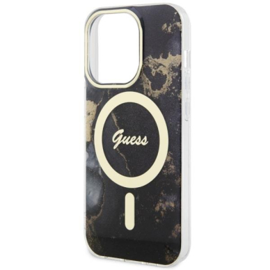 Dėklas Guess Golden Marble MagSafe GUHMP14XHTMRSK iPhone 14 Pro Max Juodas 5