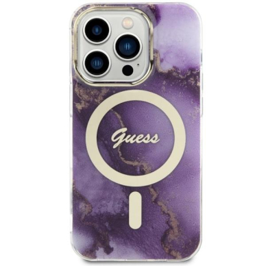 Dėklas Guess Golden Marble MagSafe GUHMP14XHTMRSU iPhone 14 Pro Max Purpurinis 2