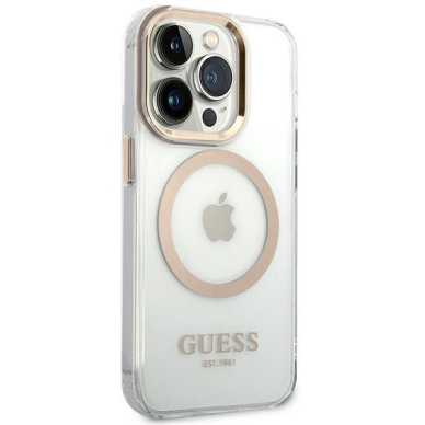 Dėklas Guess Metal Outline Magsafe GUHMP14XHTRMD iPhone 14 Pro Max Auksinis 3