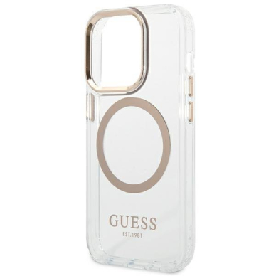 Dėklas Guess Metal Outline Magsafe GUHMP14XHTRMD iPhone 14 Pro Max Auksinis 5