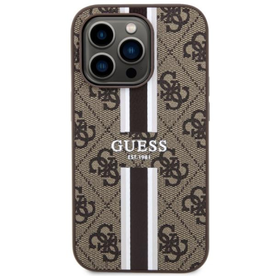 Akcija! Dėklas Guess 4G Printed Stripes MagSafe GUHMP14XP4RPSW iPhone 14 Pro Max Rudas  2