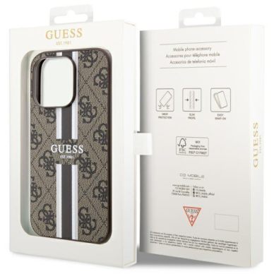 Akcija! Dėklas Guess 4G Printed Stripes MagSafe GUHMP14XP4RPSW iPhone 14 Pro Max Rudas  7