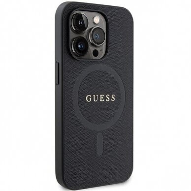 Dėklas Guess GUHMP14XPSAHMCK   iPhone 14 Pro Max 6.7&quot; - Juodas Saffiano MagSafe 3