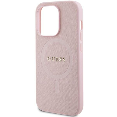 Dėklas Guess GUHMP14XPSAHMCP   iPhone 14 Pro Max - Rožinis Saffiano MagSafe 5