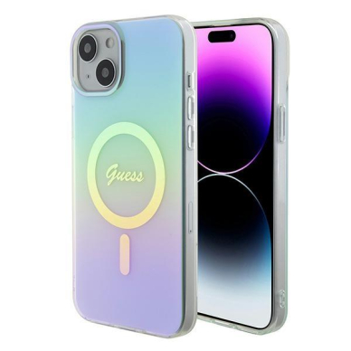 Originalus dėklas Guess GUHMP15MHITSQ iPhone 15 Plus 6.7  turquoise/turquoise hardcase IML Iridescent MagSafe