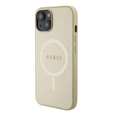 Originalus dėklas Guess GUHMP15MPSAHMCB iPhone 15 Plus 6.7  gold/gold hardcase Saffiano MagSafe 1