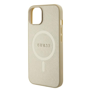 Originalus dėklas Guess GUHMP15MPSAHMCB iPhone 15 Plus 6.7  gold/gold hardcase Saffiano MagSafe 4