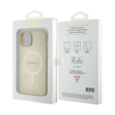 Originalus dėklas Guess GUHMP15MPSAHMCB iPhone 15 Plus 6.7  gold/gold hardcase Saffiano MagSafe 7