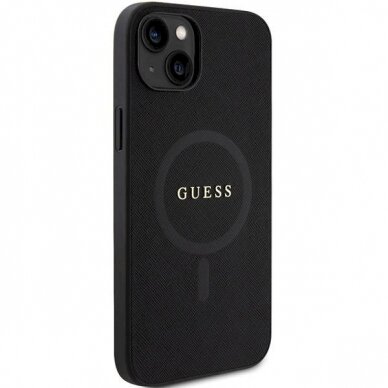 Originalus Guess dėklas GUHMP15MPSAHMCK iPhone 15 Plus 6.7 Juodas/Juodas hardcase Saffiano MagSafe 3