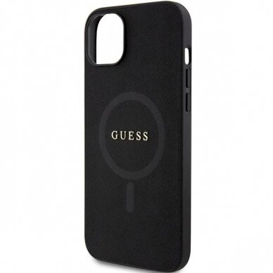 Originalus Guess dėklas GUHMP15MPSAHMCK iPhone 15 Plus 6.7 Juodas/Juodas hardcase Saffiano MagSafe 5