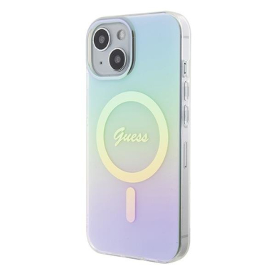 Originalus dėklas Guess GUHMP15SHITSQ iPhone 15 6.1  turquoise/turquoise hardcase IML Iridescent MagSafe 1