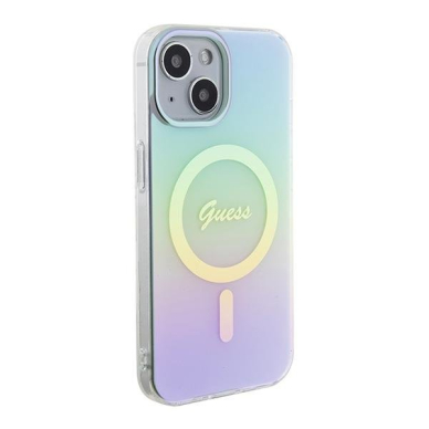 Originalus dėklas Guess GUHMP15SHITSQ iPhone 15 6.1  turquoise/turquoise hardcase IML Iridescent MagSafe 3