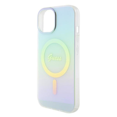 Originalus dėklas Guess GUHMP15SHITSQ iPhone 15 6.1  turquoise/turquoise hardcase IML Iridescent MagSafe 5