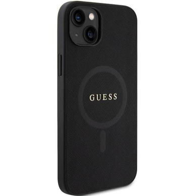 Originalus dėklas Guess GUHMP15SPSAHMCK iPhone 15 6.1  Juodas hardcase Saffiano MagSafe 3