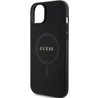 Originalus dėklas Guess GUHMP15SPSAHMCK iPhone 15 6.1  Juodas hardcase Saffiano MagSafe 5