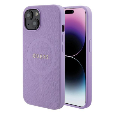 Originalus dėklas Guess GUHMP15SPSAHMCU iPhone 15 6.1  Violetinė hardcase Saffiano MagSafe