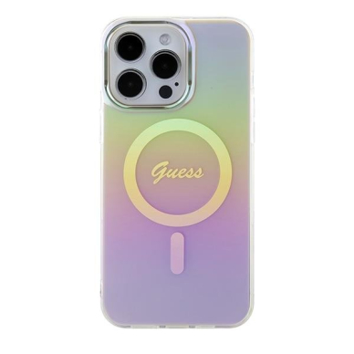 Originalus dėklas Guess GUHMP15XHITSP iPhone 15 Pro Max 6.7  rožinis/rožinis hardcase IML Iridescent MagSafe 2