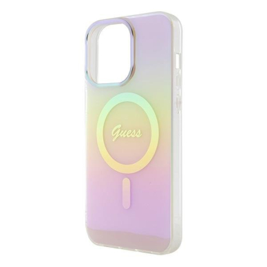 Originalus dėklas Guess GUHMP15XHITSP iPhone 15 Pro Max 6.7  rožinis/rožinis hardcase IML Iridescent MagSafe 5