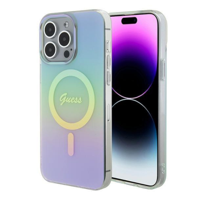 Originalus dėklas Guess GUHMP15XHITSQ iPhone 15 Pro Max turquoise/turquoise hardcase IML Iridescent MagSafe