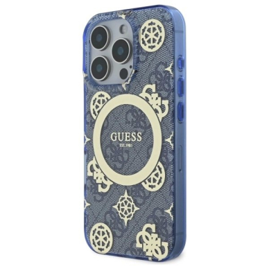 Dėklas Guess GUHMP16XH4PYEEB iPhone 16 Pro Max 6.9 Mėlynas/Mėlynas hard IML Peony On 4G Background MagSafe 1