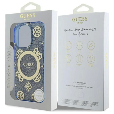 Dėklas Guess GUHMP16XH4PYEEB iPhone 16 Pro Max 6.9 Mėlynas/Mėlynas hard IML Peony On 4G Background MagSafe 7