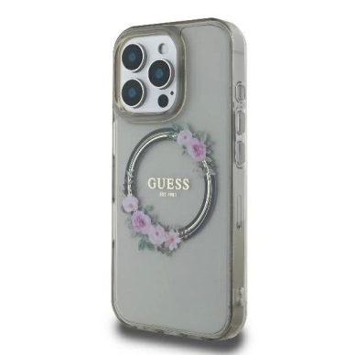 Dėklas Guess GUHMP16XHFWFCK iPhone 16 Pro Max 6.9 Juodas/Juodas hard IML Flowers Wreath MagSafe 1