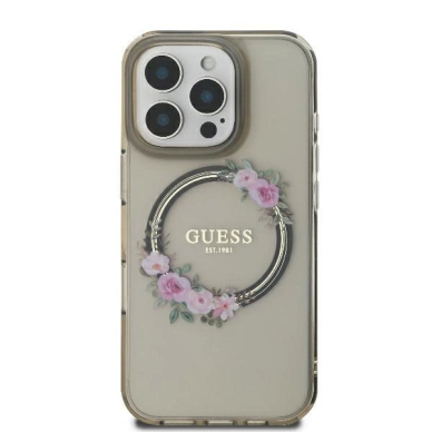 Dėklas Guess GUHMP16XHFWFCK iPhone 16 Pro Max 6.9 Juodas/Juodas hard IML Flowers Wreath MagSafe 2